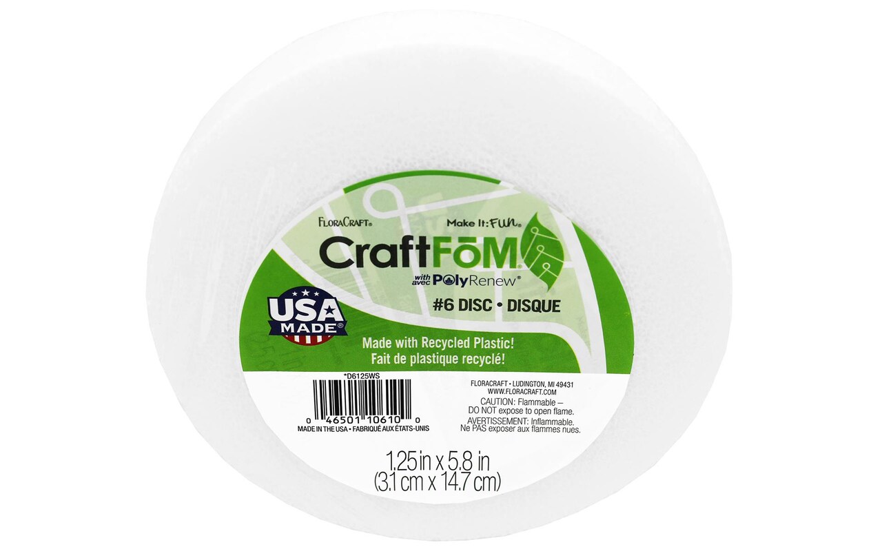 FloraCraft Foam CraftFom Disc Pkg 5.8x1.25&#x22;
